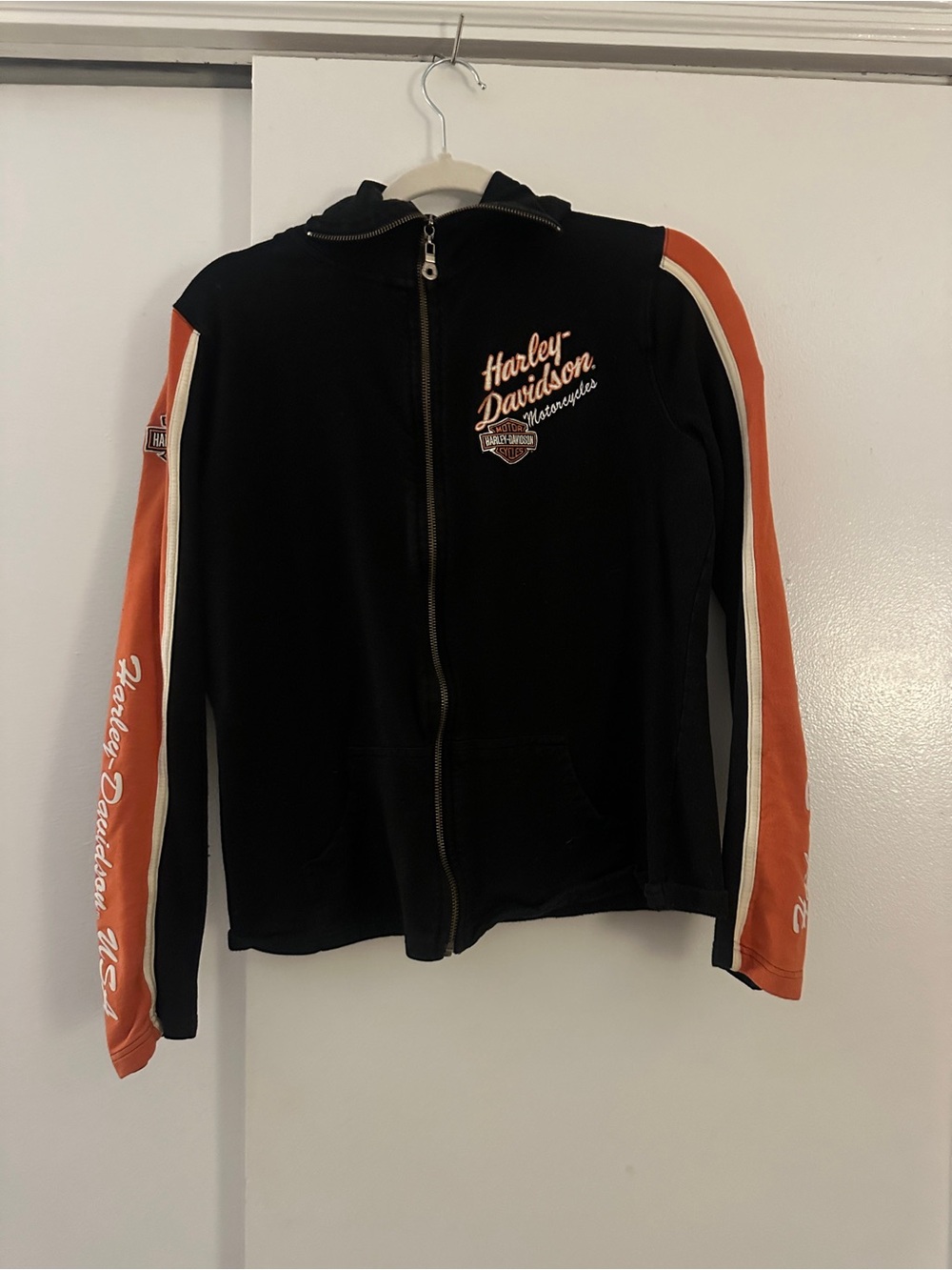 Harley-Davidson Black & Orange Zip Hoodie Jacket